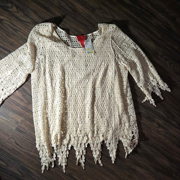 CRISTINA Bohemian Beige Crochet Tunic Sweater NWT/SIZE 1X - Picture 1 of 15